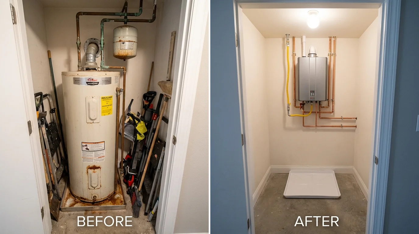 Tank water heater versus wall-mounted tankless unit comparison for Atmore, AL homeowners