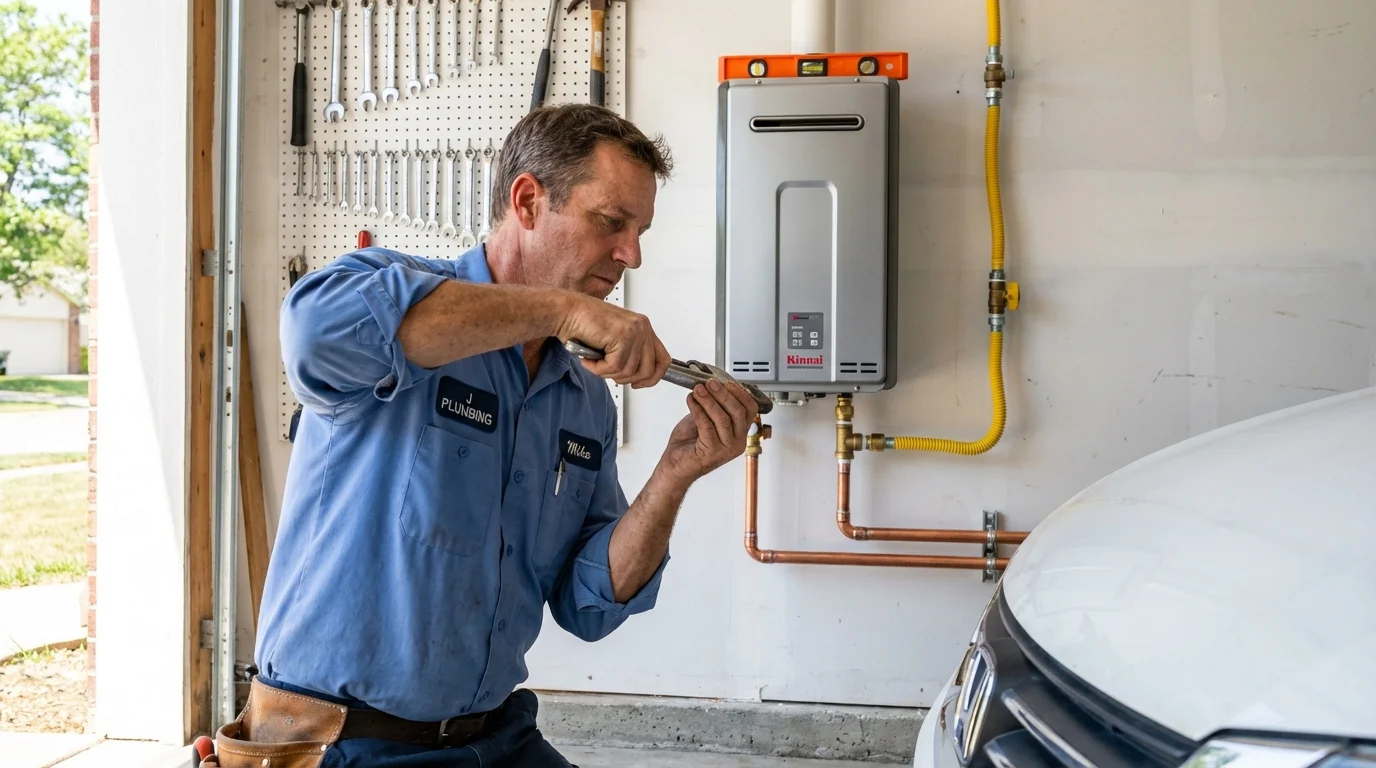 Tankless water heater installation by a Johns Plumbing LLC plumber in Atmore